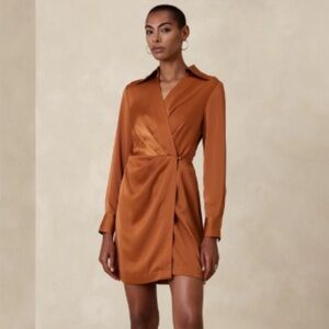 Satin Wrap Mini Dress